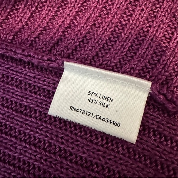Eileen Fisher Linen Silk Purple Open Front Cardigan Sweater, PS - Picture 6 of 7